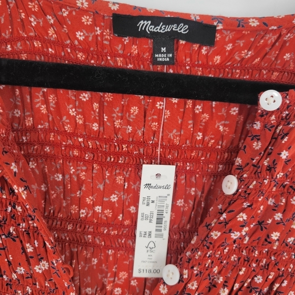 Madewell Challis Button Front Mini Dress Size M Daisy Floral New - Picture 3 of 7